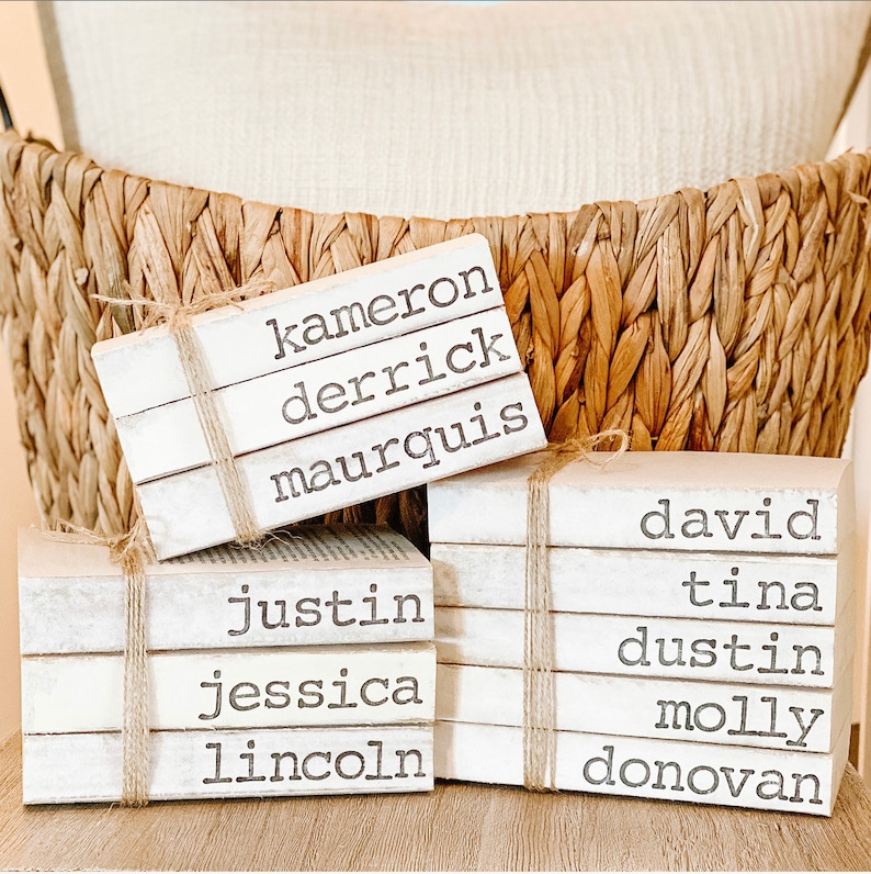 Stamped Books Books With Names Decorative Books Farmhouse Etsy Canada