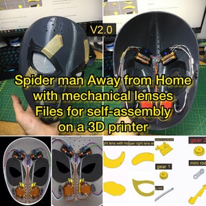 Spider-Man Away from Home 2.0  with mechanical lenses . files for self-assembly on a 3D printer