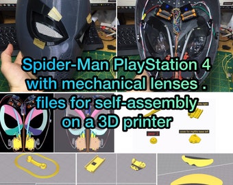 Spider-Man Playstation 4 mit mechanischen Objektiven. Dateien zum Selbstbau auf einem 3D-Drucker