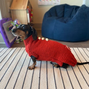 100% Handmade Handknitted Wool blend Dog sweater for Dachshund