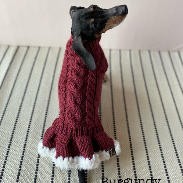 FEMALE ONLY))) 100% Handmade Hand knitted Dog sweater jumper for Dachshund