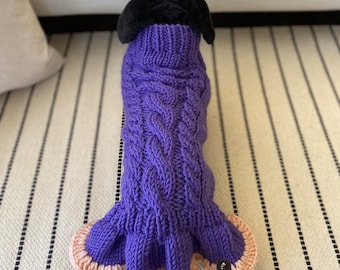 FEMALE ONLY)))100% Handmade Wool yarn Dog sweater for 10-14lb Custom made Dachshund