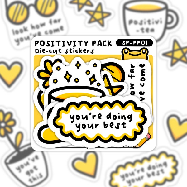 Positivity Doodles Die Cut Sticker Pack, Planner/Journal/Laptop Decal,Anxiety relief, Mental Health