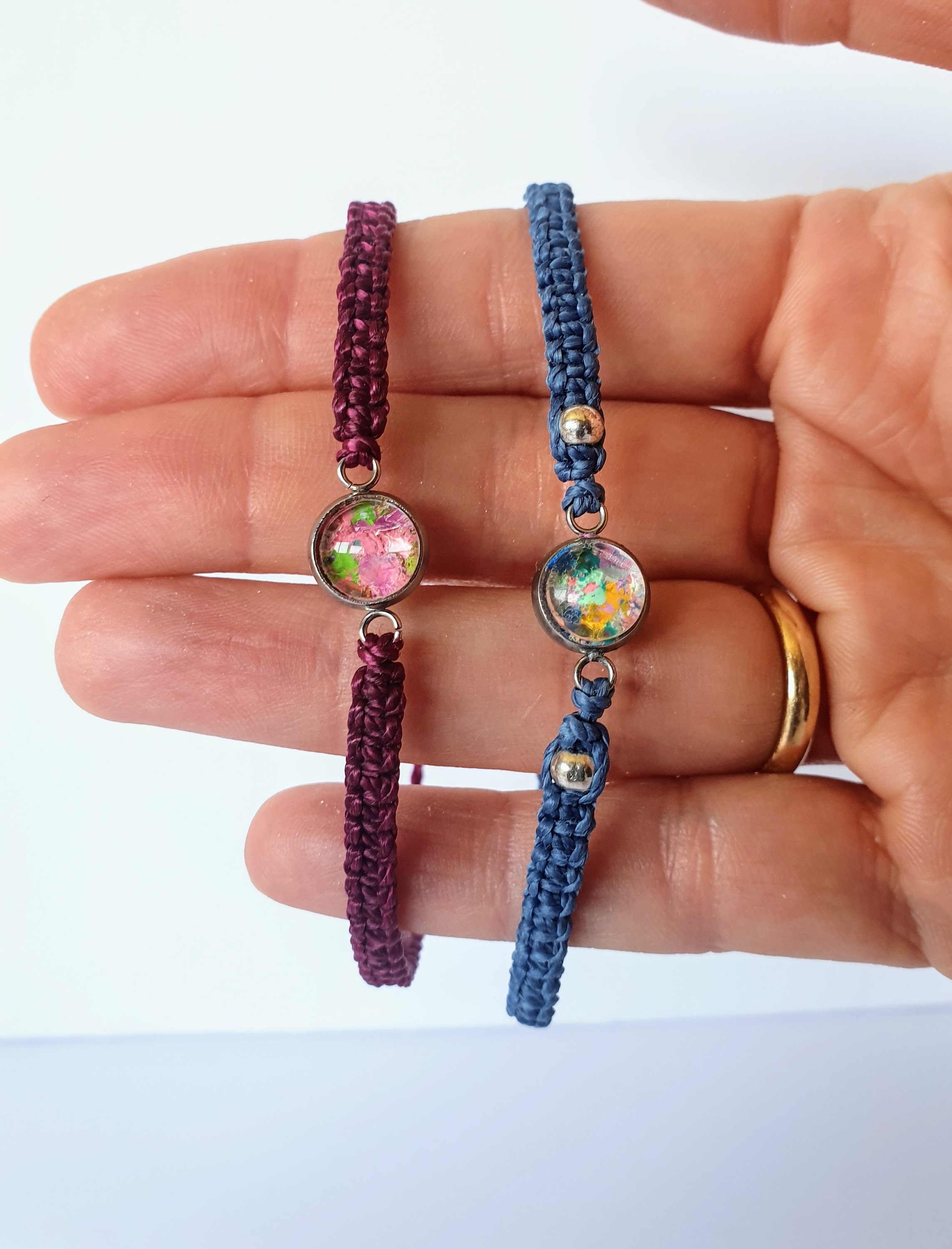 Braided thread bracelet bracelet with a central connector Etsy