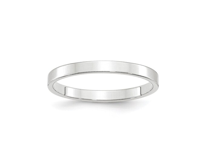 14K White Gold 2.5mm LTW Flat Men/'sLadies Wedding Band Ring