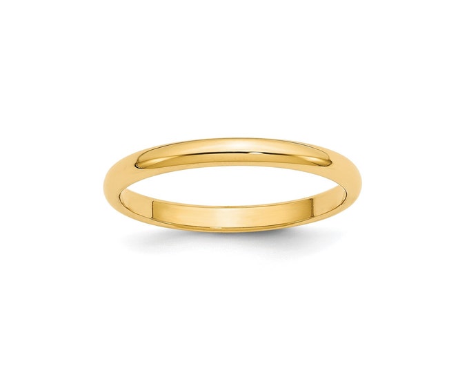 14K Yellow Gold 2.5mm Half Round Men/'sLadies Wedding Band Ring