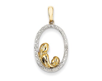 14k Yellow Gold Diamond Mother and Child Pendant