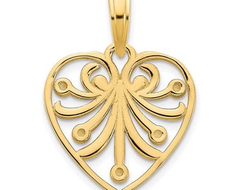 14k Yellow Gold Fancy Heart Pendant