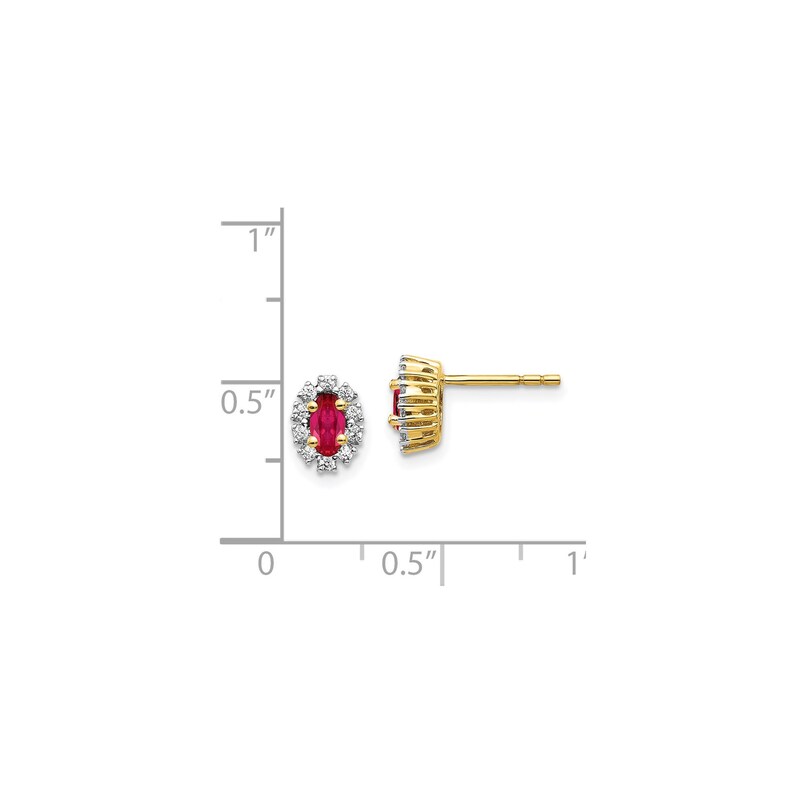 15 CT Real Diamond /& Oval Ruby Halo Post Earrings in 14k Yellow Gold