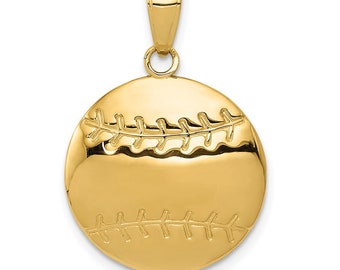 14k Yellow Gold Polished Baseball Charm