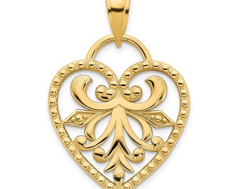 14k Yellow Goldy Fancy Heart Pendant