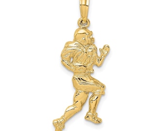 14k Yellow Gold Polished Running Football Player Charm