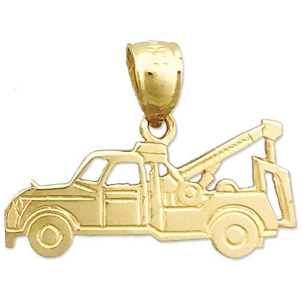 14K Gold Cut Out Tow Truck Charm