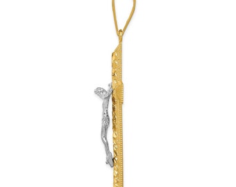 14k Two-tone Gold Diamond-cut Crucifix Pendant