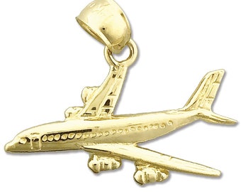 14K Gold Military Plane Pendant