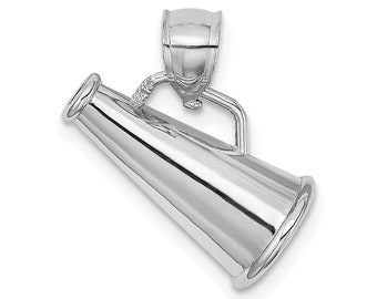 14k White Gold 3-D Megaphone Charm