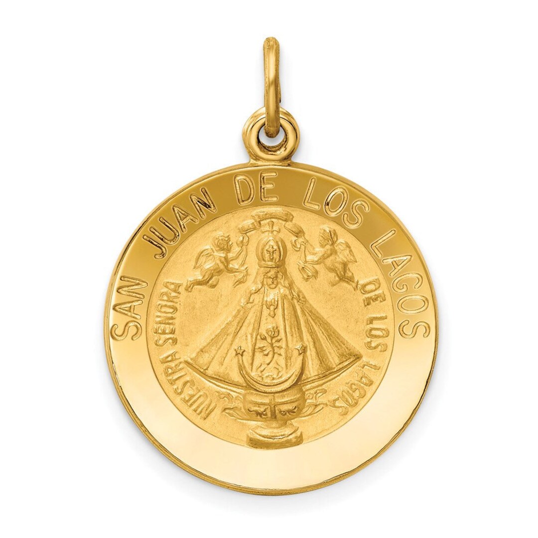14k Yellow Gold Our Lady of San Juan Medal Pendant - Etsy