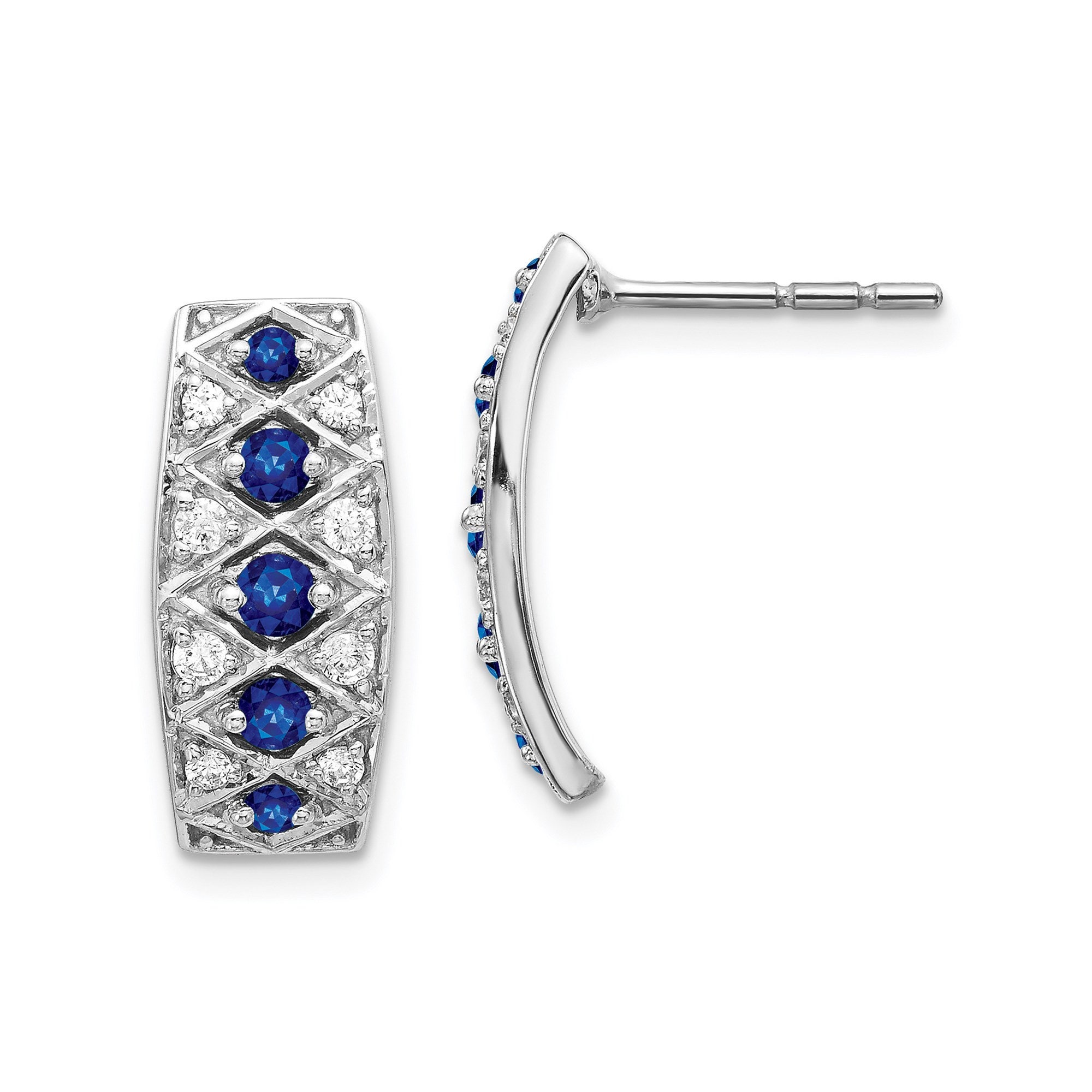 Details about    3 ct Blue Sapphire Hoop Earrings with Natural Diamonds * 