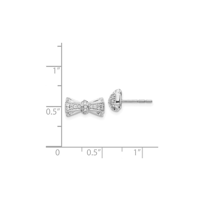 Genuine Diamond Bow Post Earrings in 14k White Gold Fine Jewelry Gift 0.16 Ct