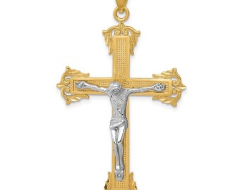 14k Two-tone Gold Crucifix Pendant