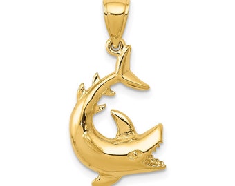 14k Yellow Gold Shark Pendant