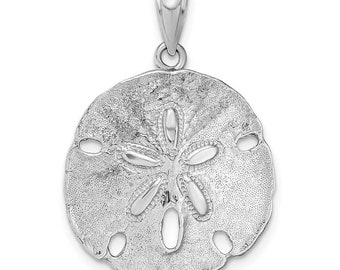 14k White Gold Sand Dollar Pendant