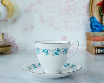Vintage Royal Albert Harmony Floral Teacup Set: 1950s Cottage English Countryside Midcentury Kitchen Dining Decor