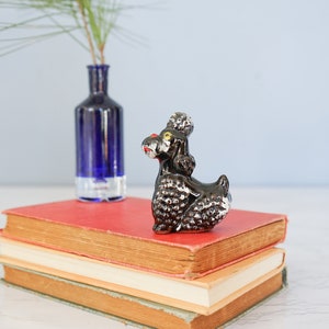 Vintage Black Poodle Dog Figurine Redware Japan/ Vintage Dog Figurine/ 1950s-60s Figurine/ Midcentury Poodle/ Retro Home Decor/ Kitsch Dogs