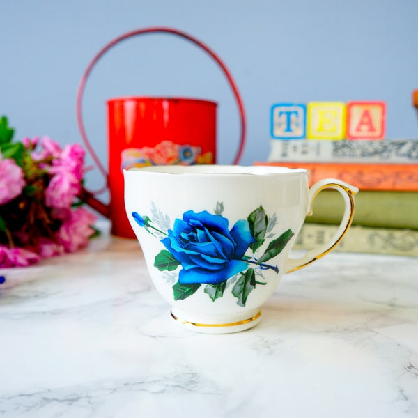 Vintage Duchess Teacup/ 1960s Teacup Set/ Blue Rose China/ English Bone China/ Floral Teacups/ Vintage Drinkware/ Tea Party Decor