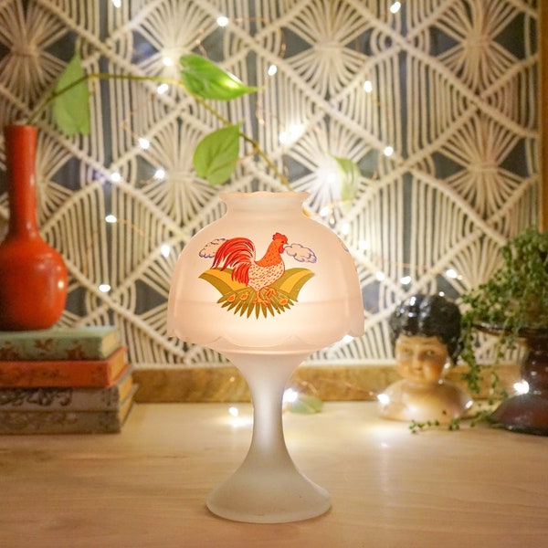 Vintage Westmoreland Rooster Fairy Lamp / jaren 1970 Fairy Lamp / Vintage Candle Holder / MCM Retro Lamp / Vintage Home Decor / Boho Home