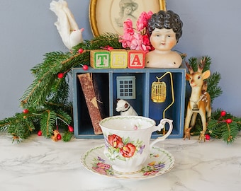 Vintage Queen's Rosina Teacup and Saucer Set/ 1970s Tea Cups/ English Bone China/ Vintage Teacup/ Vintage Drinkware/ Cottagecore/ Drinkware