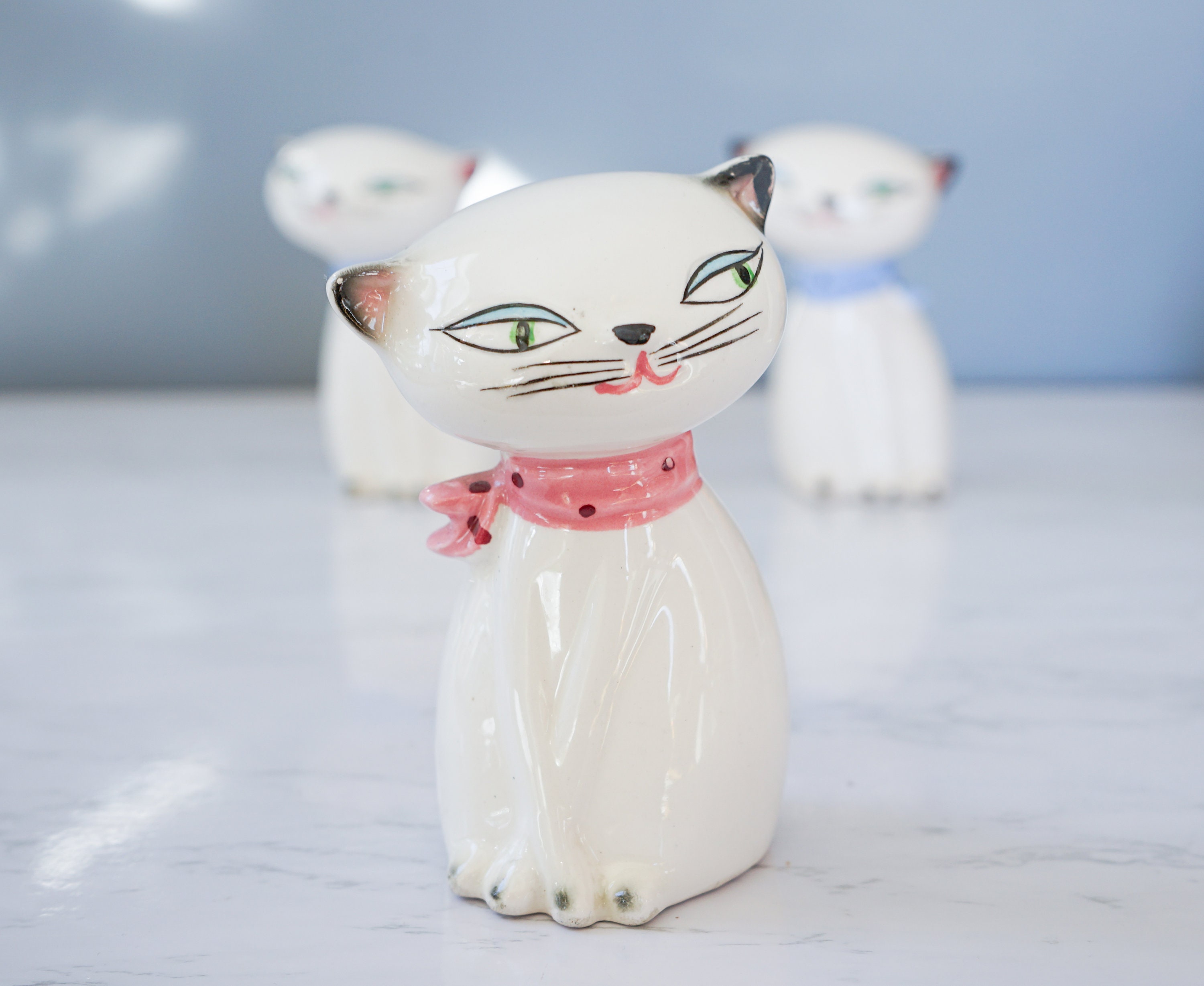 1950年代　Holt-Howard ホルト・ハワード 白磁の同じ物2個セット！ Vintage 1958 Holt Howard Cat Salt Pepper Set/ 1950s Salt Pepper