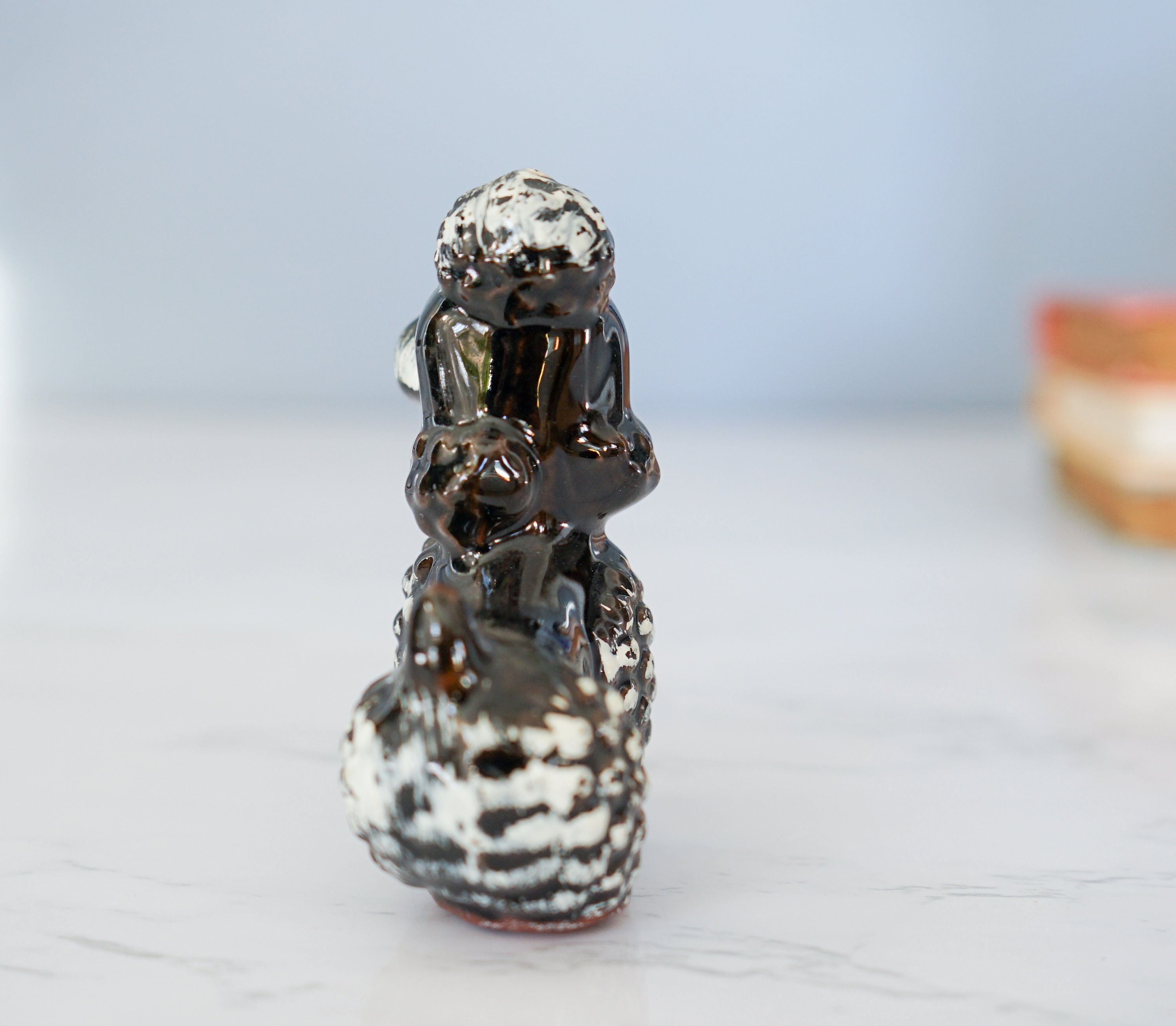 Vintage Black Poodle Dog Figurine Redware Japan/ Vintage Dog
