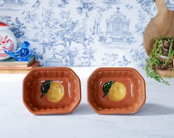 Vintage Stangl Pottery Lemon Fruit Jello Pudding Molds Set 2: 1950s-70s Cottage Farmhouse Kitchen Retro Midcentury Cooking  Bowl