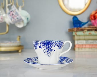 Vintage Royal Albert Dainty Blue Teacup Set/ 1960s-70s Teacup Saucer/ Floral Teacup/ Tea Party/ Cottagecore Kitchen/ English Country Decor
