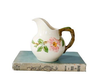 Vintage 1940s Franciscan Desert Rose Creamer Pitcher: Retro MCM Cottage Farmhouse Kitchen Garden Party Tea Set