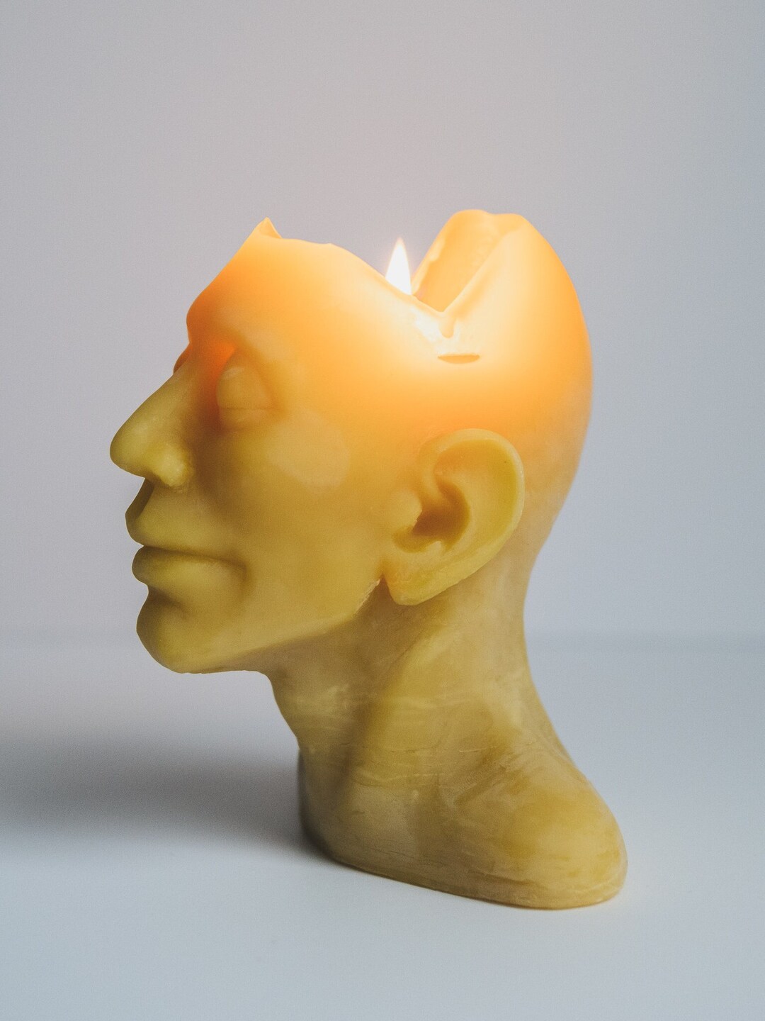 Candle Head Sculpture Peaceful Burning Face Etsy