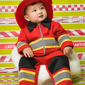 Firefighter Costume for Toddler: Includes Hat, Pants, Jacket (Size 0-5 Years)