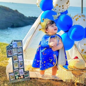 Disfraz de Principito - Capa y corona de rey personalizadas para niño - Patrón de disfraz de Principito - Hecho a mano - Talla 0-6 años (cuello adhesivo)