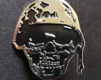 skull with helmet death soldier nickle enamel lapel pin Halloween