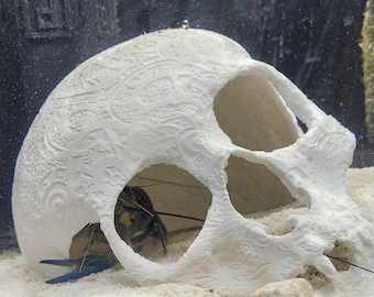3D printed highly detailed skull for aquarium hideaway fish tank decoration
