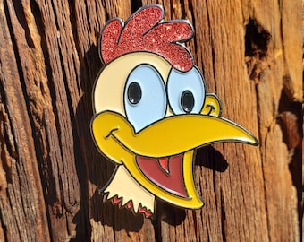 Decapitated Chicken Head Clucky enamel lapel pin vaporwave