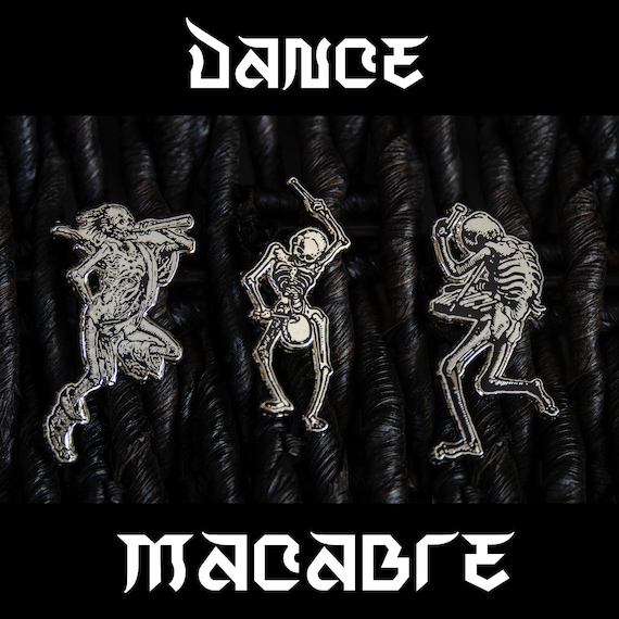 Dance Macabre Enamel Pin Set: Hans Holbein Musical Skeletons