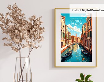 Venice Italy - Digital Download Flat Poster-Style Illustration - Multiple Sizes Available