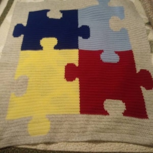 Crochet autism Blanket - autism awareness Blanket - Handmade  Blanket