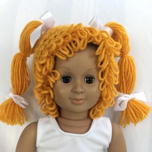 Cabbage Patch Kids Style Gold Wig Hat Halloween Crochet Size 0-12 Months or 1-5 Years