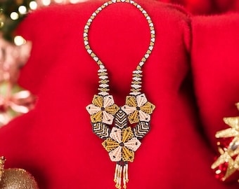 Handwoven Beaded Bib Necklace, Mexican Jewelry