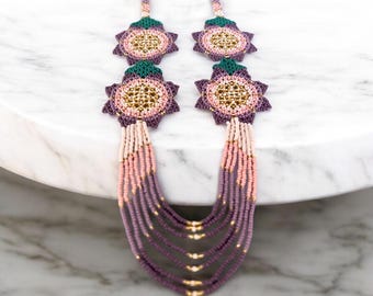 Handwoven Beaded Bib Necklace, Mexican Jewelry