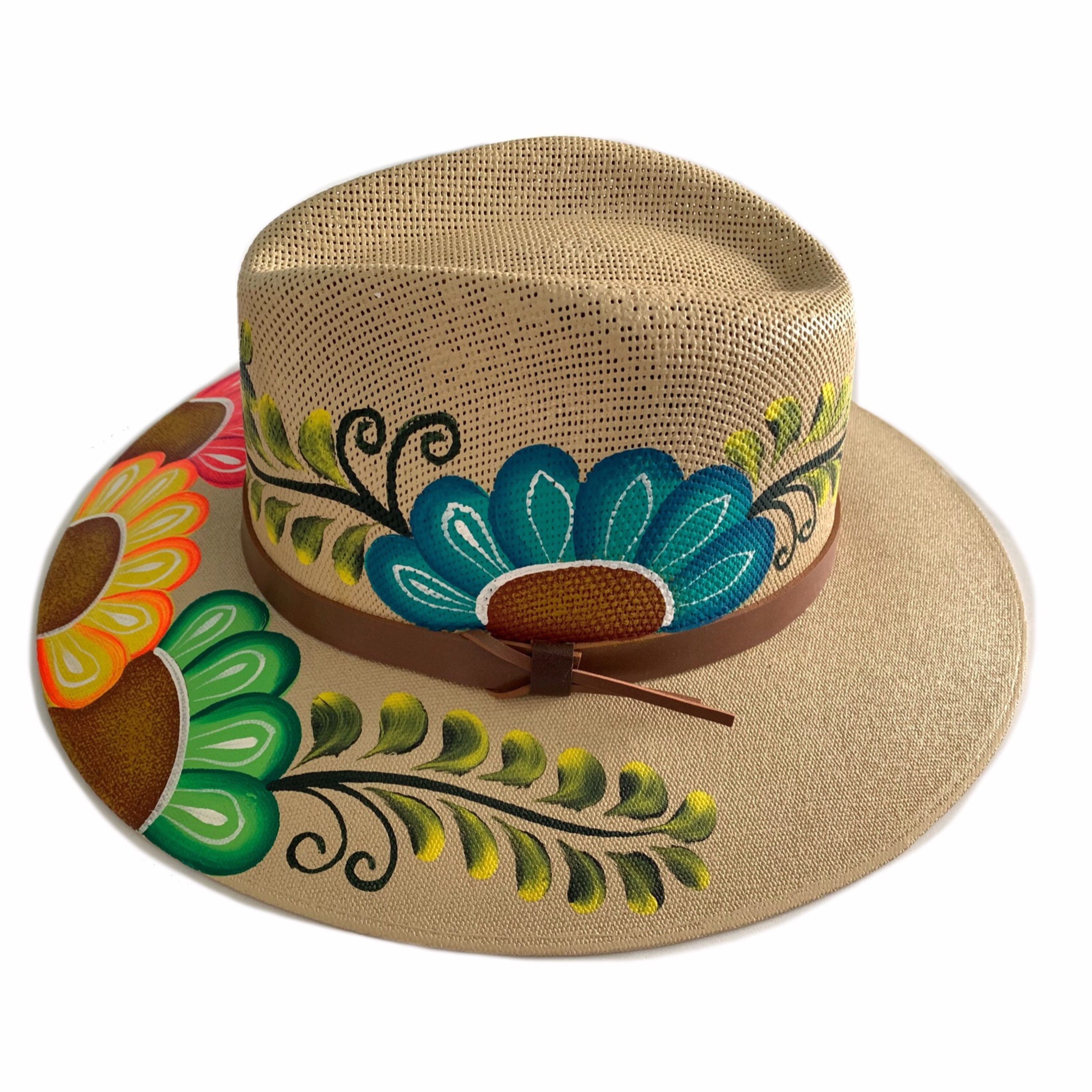 Mexican Hat. Traditional Mexican Hat. Hand Painted Fedora. Colorful