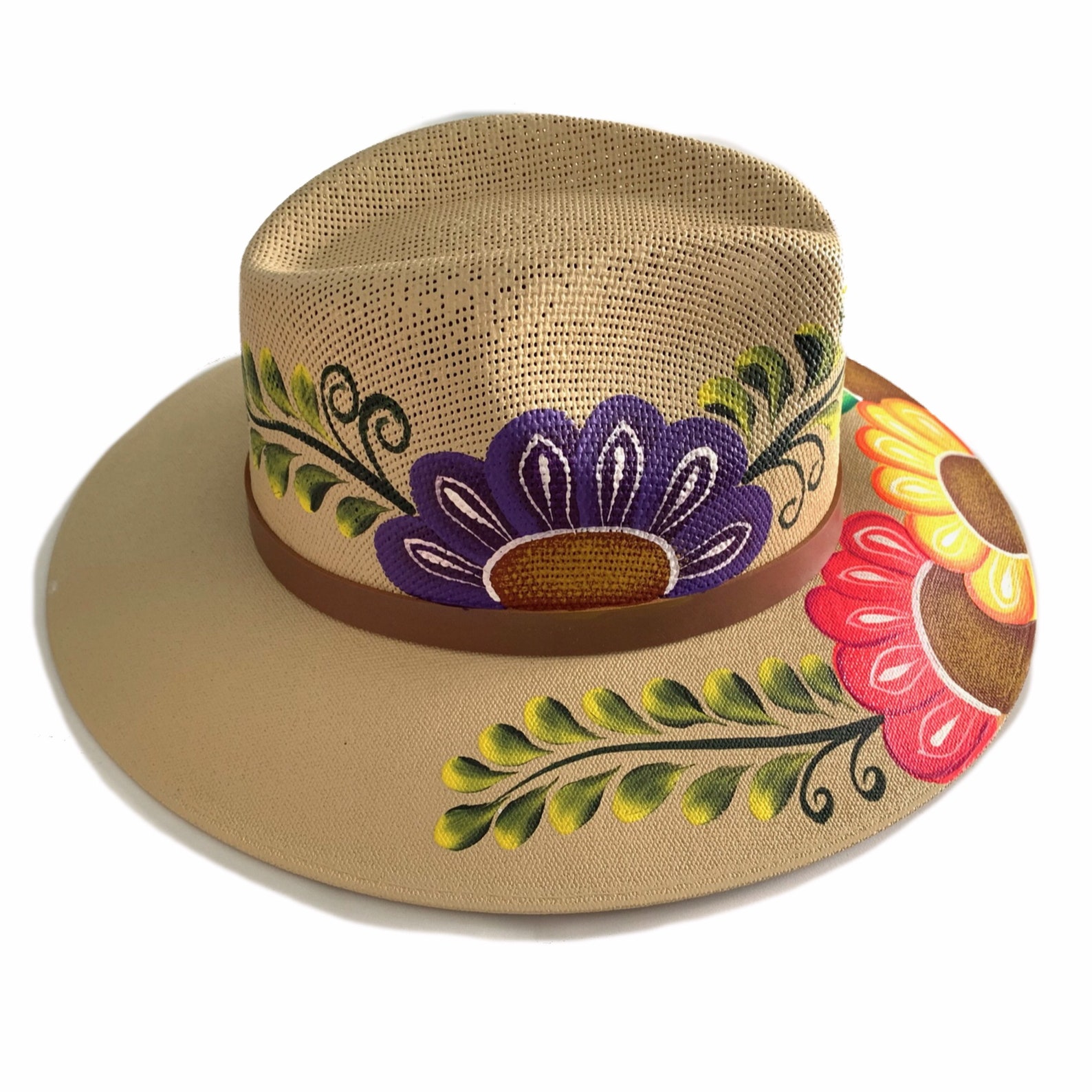 Mexican Hat. Traditional Mexican Hat. Hand Painted Fedora. Colorful